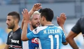 DOPPIETTA DI MERTENS RILANCIA IL NAPOLI, LA SAMPDORIA RESTA A ZERO