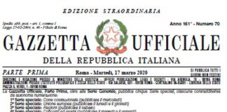 Dl Cura Italia in Gazzetta Ufficiale, e’ in vigore