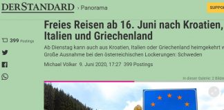 Il 16 giugno l’Austria riapre il confine con l’Italia
