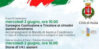 Ad Asola il 2 giugno la consegna del tricolore e della Costituzione ai cittadini 18enni
