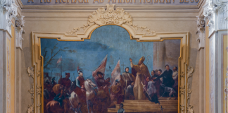 Terminato il restauro della grande tela dello Schivenoglia esposta nella chiesa di Quingentole. Sabato la presentazione