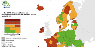 Covid: mappa Ecdc, con Calabria salgono a 5 regioni rosse. La Lombardia resta in giallo