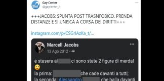 Jacobs, Gay Center: “Post transfobico nel 2012, prenda distanze”