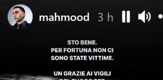 Incendio Milano, Mahmood: “Sto bene, grazie a tutti. La vita è bella”