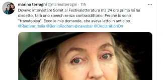 Scintille Solnit-Terragni e salta il dibattito. “Non parlo con una transfobica”
