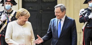 Draghi riceve Merkel a Palazzo Chigi: “Ci mancherà”