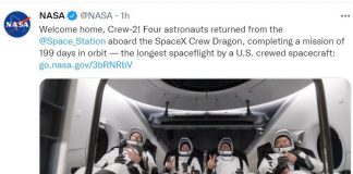 SpaceX torna sulla terra, astronauti rientrati dopo 200 giorni nello spazio