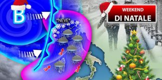 Natale con pioggia e neve, meteo weekend 24-26 dicembre