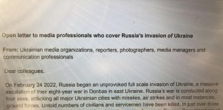 Ucraina, lettera a media internazionali: “Bandite alcuni termini che non rappresentano la verità”