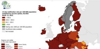 Covid oggi Italia, tutta in rosso scuro: mappa Ecdc