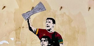 Conference League, nuova opera della Street Artist Laika sul trionfo giallorosso