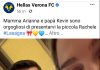 Kevin Lasagna, originario di Portiolo e attaccante dell’Hellas Verona è diventato papà