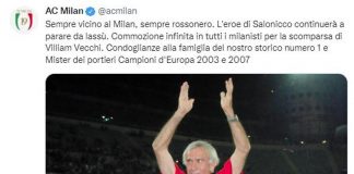 Milan in lutto, è morto l’ex portiere Villiam Vecchi