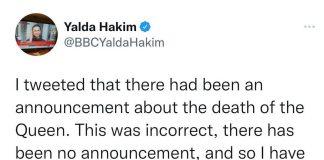 Giornalista Bbc twitta “Regina Elisabetta è morta” e poi cancella