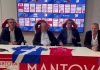 Massimo Boldi al Martelli per girare uno spot col capitano del Mantova Guccione