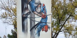 “Stop4Safety” anche in via Bellonci a Mantova una cabina Enel illustrata con immagini sulla sicurezza sul lavoro