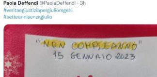 Regeni, la mamma su Twitter: “Torta del ‘non compleanno’, giustizia e verità”