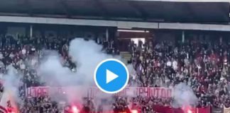 Roma, ultras Stella Rossa bruciano striscione Fedayn – Video