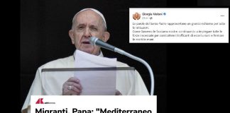 Migranti, Meloni: “Da Papa richiamo per istituzioni, impegnati per fermare morti in mare”