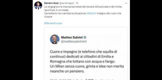 Salvini e il tweet (cancellato) su maltempo e Milan, opposizione all’attacco