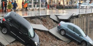 Maltempo Brescia, a Rezzato crolla argine Naviglio e auto finiscono in acqua – Video