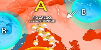 Caldo in aumento, ma continuano i temporali