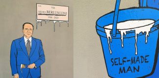 Silvio Berlusconi, murale a Milano subito vandalizzato