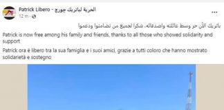 Patrick Zaki è libero: “Spero di tornare presto in Italia”