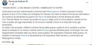 Ucraina-Russia, Pedicini lancia brano contro la guerra: “Famme restà” – Video