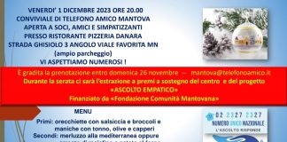 Telefono Amico Mantova, cena a sostegno del progetto “Ascolto Empatico”