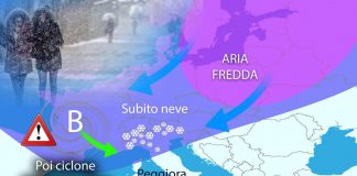 Meteo: neve in pianura, poi maltempo con il ciclone dell’Immacolata