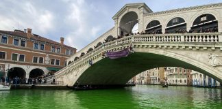 Blitz attivisti Extinction Rebellion, da Venezia a Roma fiumi tinti di verde