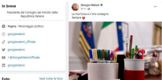 Meloni posta sui social biglietto della figlia e scrive: “Mia forza e mio sostegno”