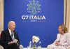 G7, bilaterale Meloni-Biden: da Ucraina a Gaza e Cina tra i temi