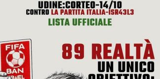 Allerta per partita Nazionale a Udine contro Israele, corteo comitato per Palestina