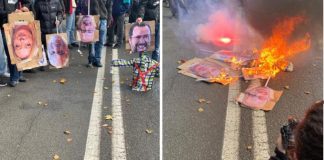 Torino, a corteo pro Palestina bruciate foto di Meloni, Salvini, Crosetto e dell’ad di Leonardo