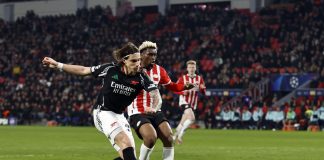 L’Arsenal ne fa sette in casa Psv, in gol anche Calafiori