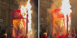 Fantoccio di Giorgia Meloni bruciato al ‘Carnevale liberato’ di Poggio Mirteto