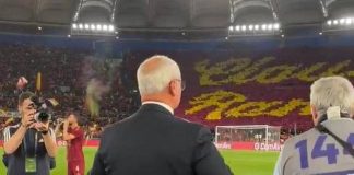 ‘Grande condottiero, romanista vero’: Ranieri, omaggio da brividi dell’Olimpico – Video