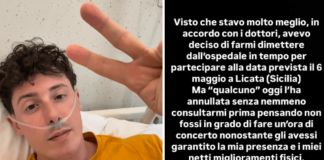 Shade, lo sfogo dall’ospedale: “Mi hanno annullato il concerto, pensano che non ce la faccio”
