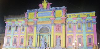 Roma, Fontana di Trevi illuminata per gli Internazionali di tennis