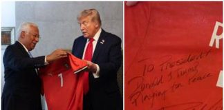 Ronaldo regala una maglia a Trump, con una dedica per la pace