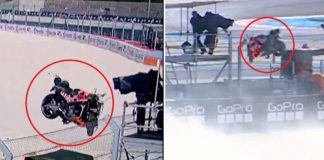 MotoGp, tragedia evitata in Ungheria: Acosta cade, la moto sfiora il cameraman
