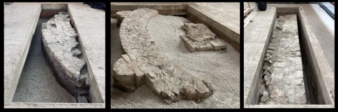 Vestigia di antiche chiese conservati sotto il pavimento dell'aula liturgica della nuova parrocchiale di Pegognaga