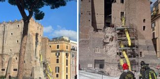 Roma, crollata parte di torre ai Fori Imperiali