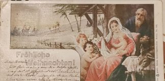 Il fascino delle vecchie cartoline di Natale in mostra all’Edicola in piazza Canossa