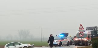 Pegognaga, scontro tra auto in via Cadellora: due feriti