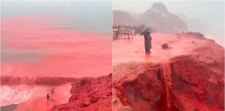 Mare ‘rosso sangue’ in Iran, lo spettacolo sull’isola di Hormuz