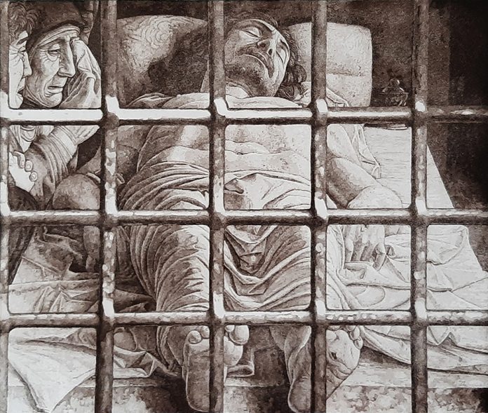MORANDINI DANIELE - La Pieta imprigionata 2025 acquaforte acquatinta mm 480x600