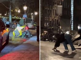 Amsterdam congelata: si scivola tra strade ghiacciate e scene surreali